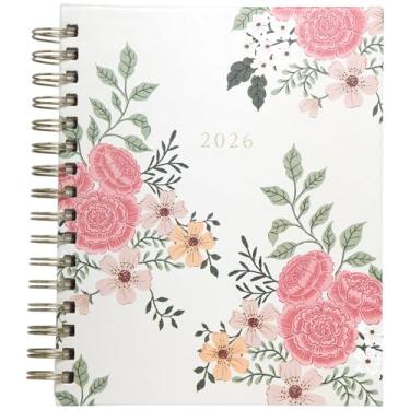 Imagem de WORLD TRAVELER Agenda 2026 semanal e mensal - 19 cm x 21 cm capa dura janeiro dezembro espiral agenda diária 2026 lista de tarefas, tamanho 17 x 21 cm, multifloral