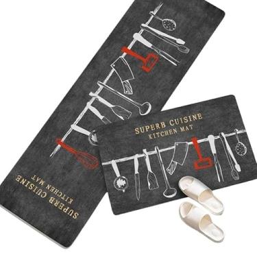 Imagem de Tapete Jogo Passadeira Cozinha Antiderrapante 2 Peças Lavável, Decorativo para Cozinha e Corredor, Ideal para Casais e Famílias(ESTAMPA 7)