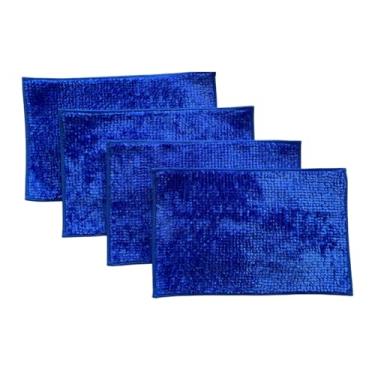 Imagem de Tapetes de Bolinha em Microfibra Super Macio 38x58cm para Banheiro Quarto e Cozinha (4, Azul escuro)