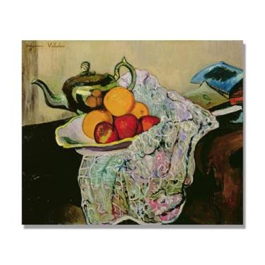 Imagem de NHLDZYH Arte em tela vintage de frutas mortas, pintura clássica de cozinha country, decoração de parede de casa de fazenda quente para sala de jantar e cozinha. A30. 80 x 96 cm-31,4 x 37,8 pol