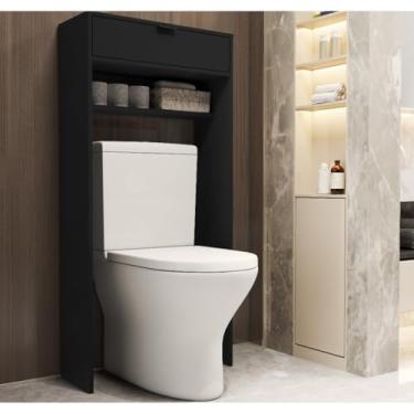 Imagem de Armário Sobre Vaso Sanitário - Caixa Aclopada Organizador De Banheiro(PRETO)