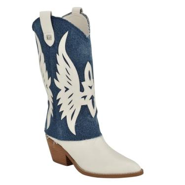 Imagem de Guess Bota feminina Raegan Western, Jeans/branco 140, 40