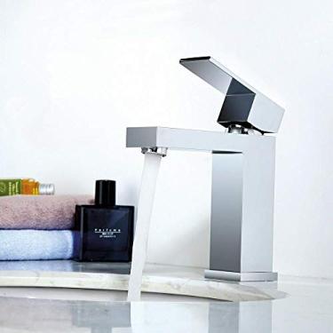 Imagem de Misturador de torneira de lavatório pequeno para banheiro 100% latão sólido mais recente design de luxo torneira de embarcação montagem em deck preto dourado cromado prateado quadrado (cromo polonês)