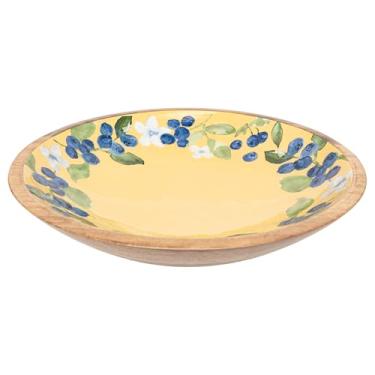 Imagem de Boston International Tigela de madeira de mangueira, prato de servir raso, 30,5 cm de diâmetro x 6,3 cm de altura, mirtilo