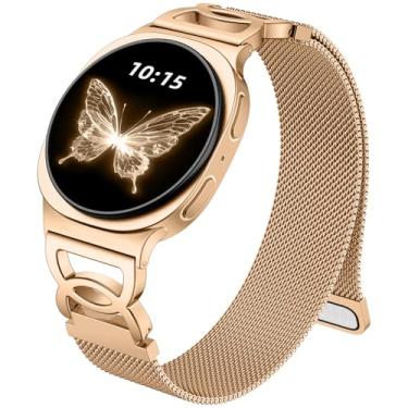 Imagem de Adorve Pulseira de metal compatível com Galaxy Watch 8 de 40 mm e 44 mm, Galaxy Watch 8 Classic de 46 mm, pulseira magnética milanesa sem lacunas para Samsung Watch com design exclusivo