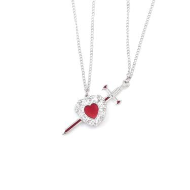 Imagem de Disengor Colar com pingente de espada de coração de amor gótico - colar de casal combinando - presente de joias românticas para amantes do Dia dos Namorados, standard, Zinco, Sem Pedra Preciosa