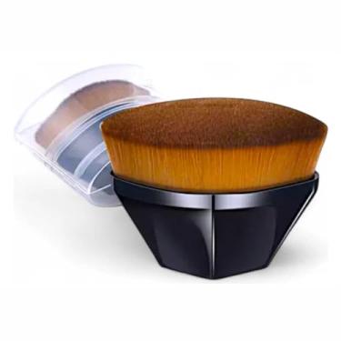 Imagem de Pincel reto de maquiagem facial para base Endoto, alta densidade, hexágono, mágico, Kabuki, para misturar cosméticos líquidos, cremosos ou em pó de forma impecável, com estojo portátil