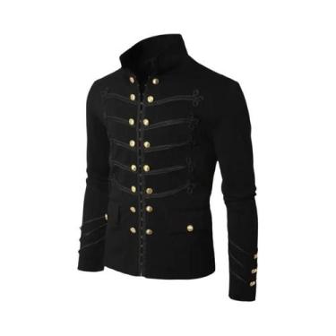 Imagem de Jaqueta Militar Gótica Steampunk Masculina Vintage Com Gola Alta, Casa