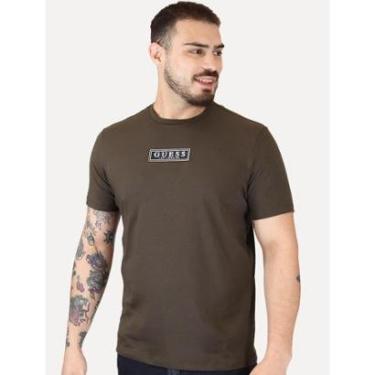 Imagem de Camiseta Guess Masculina Patch Logo Marrom Escuro-Masculino
