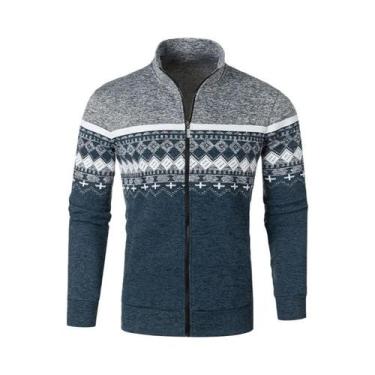 Imagem de Jaqueta De Moletom Masculina Com Zíper, Estampada, Quente E Solta Para