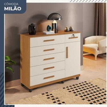 Imagem de Comoda Milao 1 Porta 6 Gavetas em MDP Benetil Moveis
