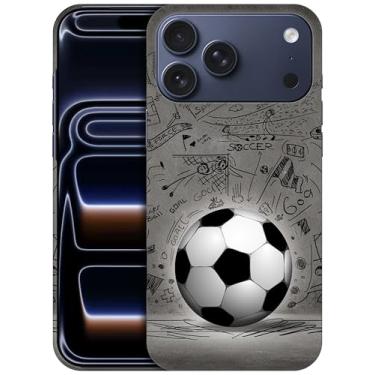 Imagem de GlamCase - Capa com suporte impresso na parede com bola de futebol com arte preta para 17Pro
