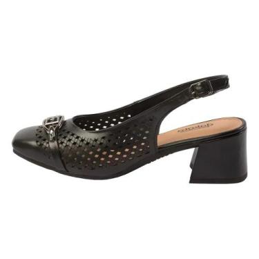 Imagem de Sapato Dakota Slingback Salto Bloco Recortes, Preto, 36