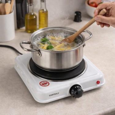 Imagem de Fogareiro Elétrico de Indução 1 Boca 127V Branco Cooktop Portátil para