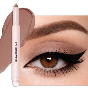 Imagem de Erinde Bastão de sombra marrom bege, palitos de sombra fosca nude à prova d'água, lápis de sombra creme, sombra de olhos de longa duração, montável e misturável para mulheres mais velhas, vegano e