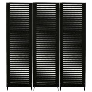 Imagem de 2 Biombo Pintado Divisoria Preto Branco Separador de Ambiente MDF Com Pés (Preto, Horizontal)