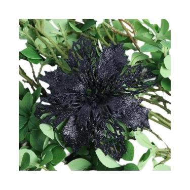 Imagem de Flores Artificiais De Natal Com Glitter 11/16cm 5 Peças Decoração Para