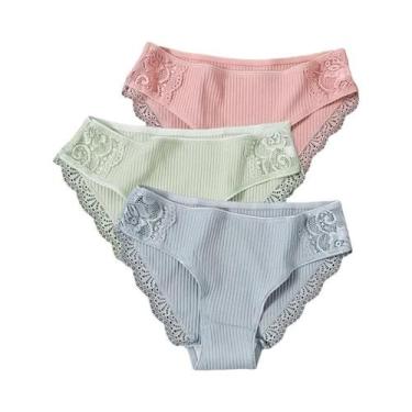 Imagem de Conjunto De 3 Calcinhas De Algodão De Cintura Baixa Para Mulheres, Cal