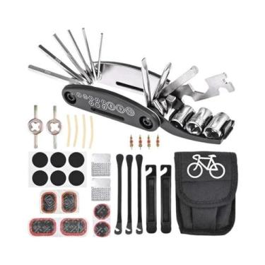 Imagem de Kit De Reparo De Bicicleta Portátil Multifuncional Com Bomba E Remendo