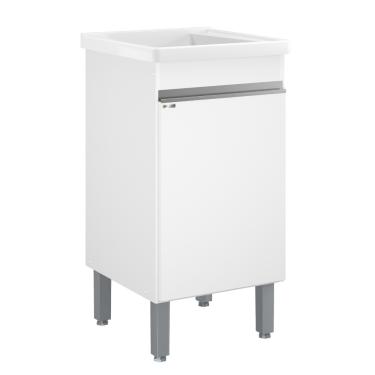 Imagem de Balcão para Lavanderia 1 Porta 40,2cm com Tanque Amélia AJ Rorato - Branco/Gelo