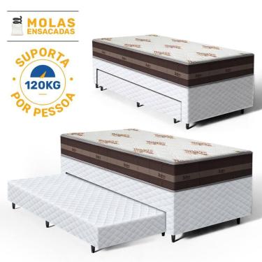 Imagem de Cama Box com Colchao D Angelis de Molas Solteiro Classic + Auxiliar de Espuma Unique Solteiro 88cm