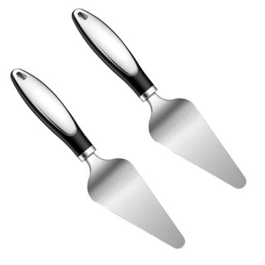 Imagem de Conjunto de 2 espátulas para servidor de torta, cortador de bolo de aço inoxidável, cortador de sobremesa de torta de pizza, ferramenta de cozimento de cozinha prateada para bolos, pães, ovos e mais
