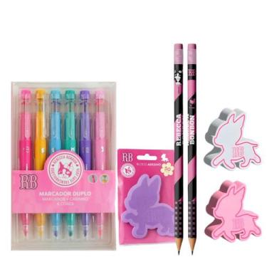 Imagem de Kit Rebecca Bonbon Material Escolar Marca -Texto 6 Cores C/ Carimbo Bo