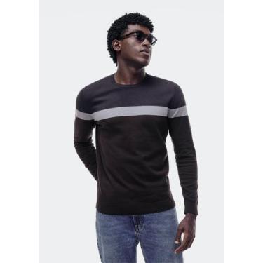 Imagem de Blusão Masculino Listrado Em Tricô - Hering Adulto, P, Azul