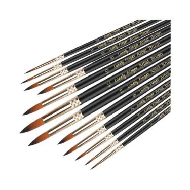 Imagem de Conjunto De 12 Pincéis Profissionais De Nylon Para Pintura Acrílica, A