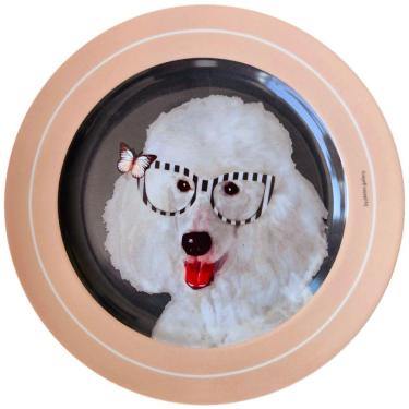 Imagem de Prato De Porcelana Cachorro Poodle Margareth - 25,5 Cm