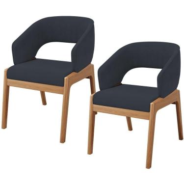 Imagem de Kit 02 Cadeiras De Jantar E Estar Living Estofada Lince L02 Suede Preto