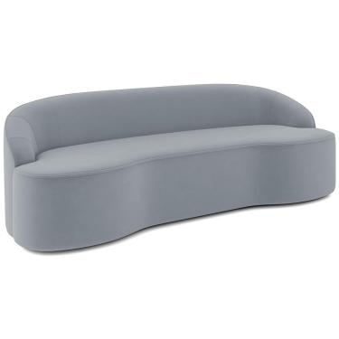 Imagem de Sofá 3 Lugares Curvo Sala De Estar Living Lótus D02 Veludo Cinza 210 Cm C-317