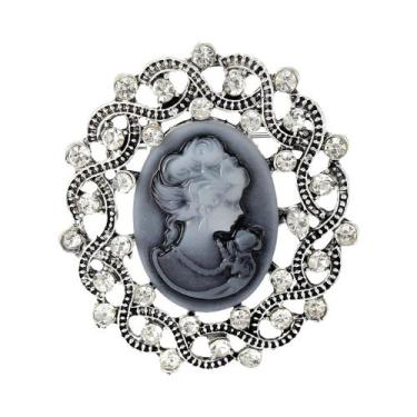 Imagem de Broche De Cabeça Feminino Com Strass E Personagem, Alfinete De Lapela 