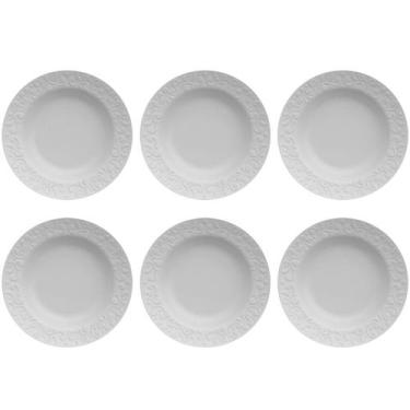 Imagem de Jogo 6 Pratos Fundos Redondos 23,5cm em Porcelana com Relevo Tassel Ge
