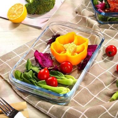 Imagem de Travessa Assadeira 1,6L Tampa Vidro Temperado Servir Festas Doces 2Peç