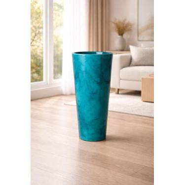 Imagem de vaso decorativo coluna ibiza marmorizada 40cm em polietileno - ms pais