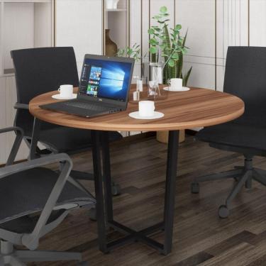 Imagem de Mesa Escritório De Reunião 110cm Redonda Multimóveis Cr25331 Sevilha Preto