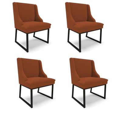 Imagem de Cadeira Sala De Jantar Industrial Preto Kit 4 Liz Bouclê Terra D03 - D'rossi