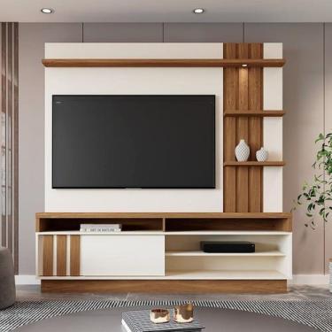 Imagem de Estante Ripado para Tv 55 Polegadas 184cmx180cm com Led Mariana - Mobl