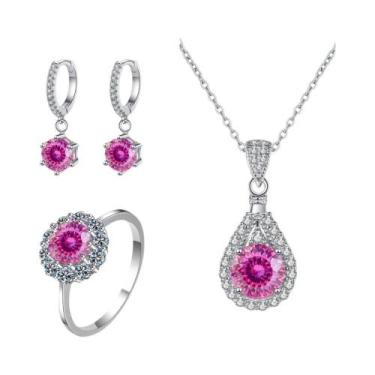 Imagem de Conjunto de Joias com Charme Moissanita - Prata Esterlina 925 - Anel, 