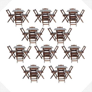 Imagem de Kit 10 Conjuntos Mesas Dobráveis 70x70 Com 4 Cadeiras