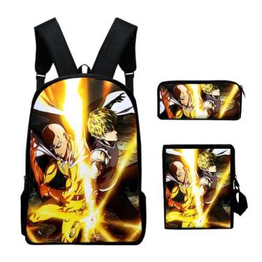 Imagem de Conjunto de mochilas de 3 peças Ones Punchs Mans Saitamas Cartoon Kids