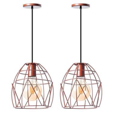 Imagem de Pendente Interno Aramado Bala 23Cm Cobre - Kit 2 Unidades - Ideallume