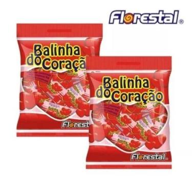 Imagem de Kit 2 Bala De Coração Florestal Morango com Leite Condensado 500G