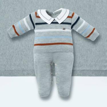 Imagem de Saída Maternidade Menino Macacão Listras + Manta Cinza - Hug