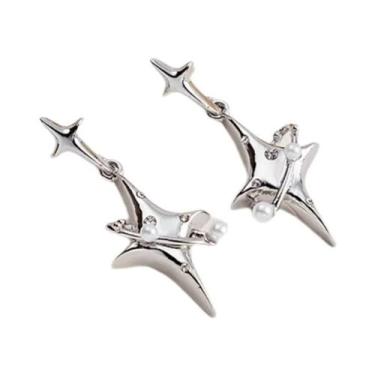 Imagem de Brincos Unissex De Pérola Com Cruz, Estrela E Planeta, Estilo Hip Hop 