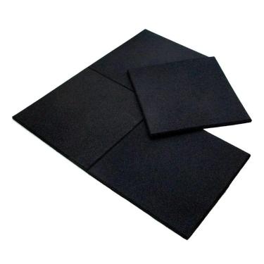 Imagem de Piso Emborrachado 1 X 1 Metro para Academia 15 Mm Preto com Detalhe Amarelo-Unissex