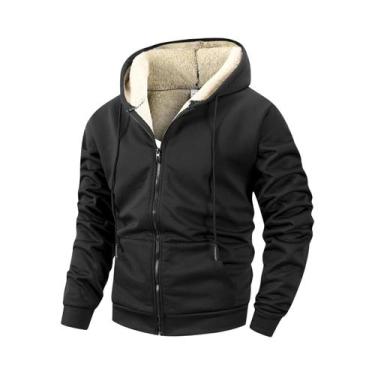 Imagem de Jaqueta De Inverno Masculina Com Zíper Em Fleece, À Prova De Vento, Co