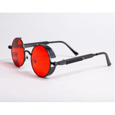 Imagem de Óculos De Sol Steampunk Redondo Metal Uv400 - Ximas, Vermelho