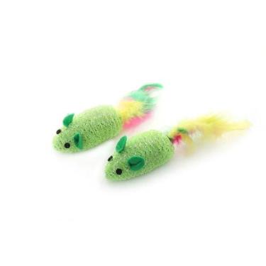 Imagem de Brinquedo Cat Toy Mini Rato Com Penacho Cores Sortidas - AMERICAN PETS